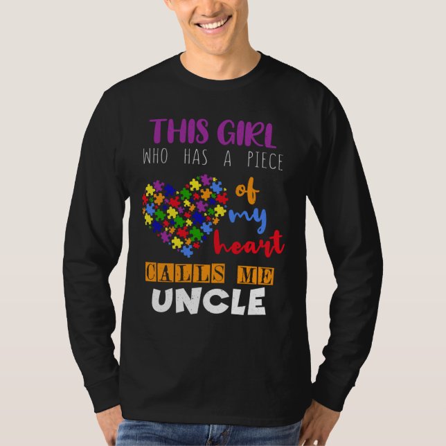 Uncle Piece Girl Puzzle Autismus Bewusstsein T-Shirt (Vorderseite)