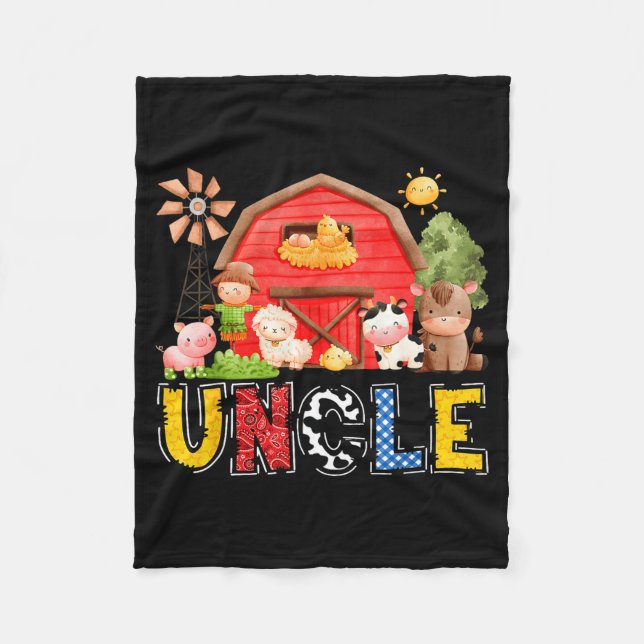 Uncle Red Farm Cow Birthday Boy Matching Family Pa Fleecedecke (Vorderseite)
