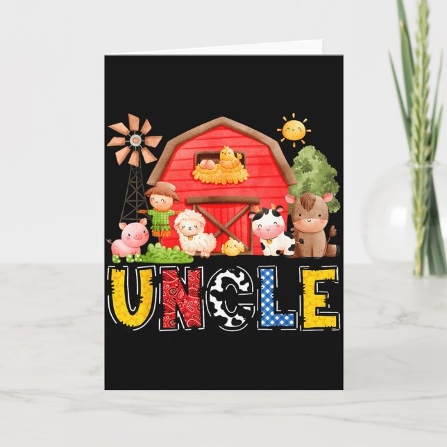 Uncle Red Farm Cow Birthday Boy Matching Family Pa Karte (Vorderseite)