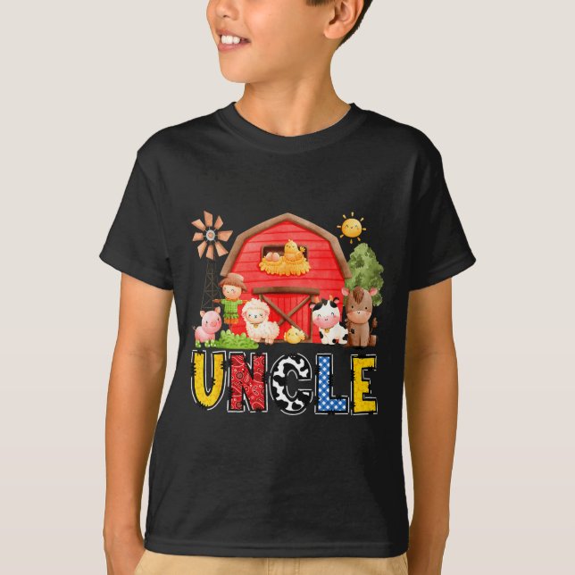 Uncle Red Farm Cow Birthday Boy Matching Family Pa T-Shirt (Vorderseite)