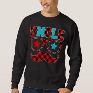 Uncle Red Kariert Glasses Mustache Happy Father's  Sweatshirt