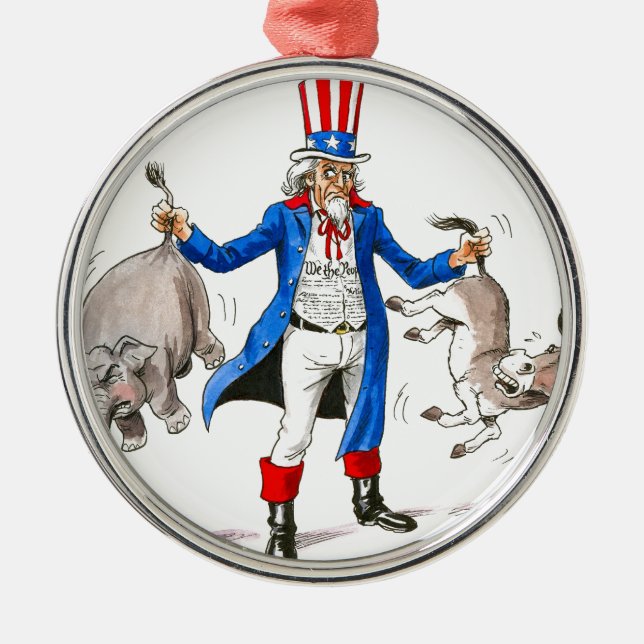 Uncle Sam 3 Silbernes Ornament (Vorne)