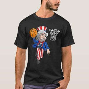 Uncle Sam 4. Juli Basketball Dunk Boys Men Ame T-Shirt
