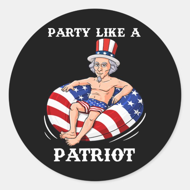 Uncle Sam 4. Juli USA Patriot Fun Runder Aufkleber (Vorderseite)