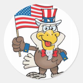 Uncle Sam 4. July Bald Eagle Runder Aufkleber