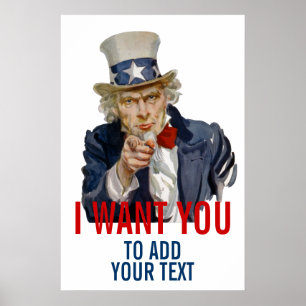 Uncle Sam Add your own Personalisiert text Poster