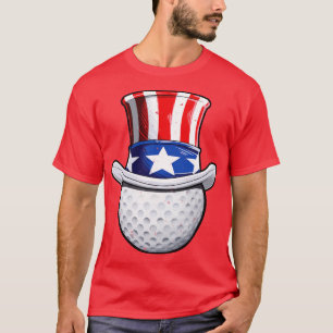 Uncle Sam American Flag Hat Golf Golfer 4. Juli T-Shirt