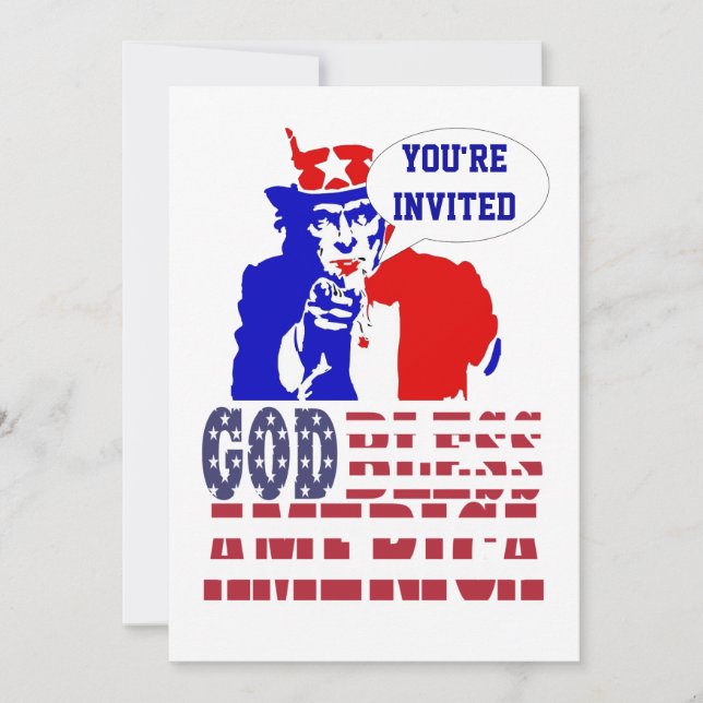 Uncle Sam American Party Einladung (Vorderseite)