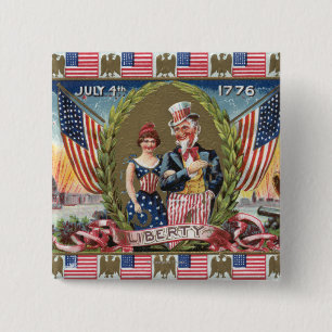 Uncle Sam and Lady Liberty Button