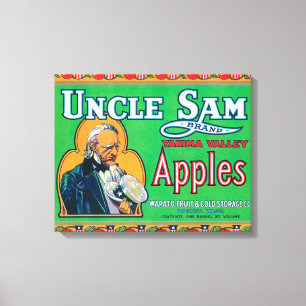 Uncle Sam Apple Label (grün) - Wapato, WA Leinwanddruck