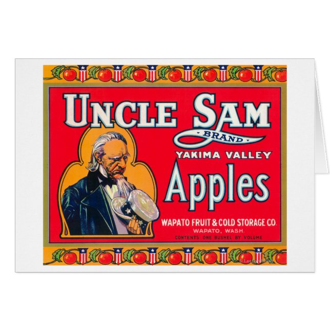 Uncle Sam Apple Label (rot) - Wapato, WA (Vorderseite (Horizontal))