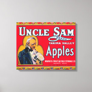Uncle Sam Apple Label (rot) - Wapato, WA Leinwanddruck