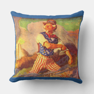 Uncle Sam aus den 40er Jahren rollt sich den Ärmel Kissen