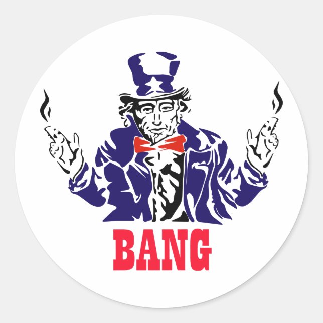 Uncle Sam Bangs Runder Aufkleber (Vorderseite)