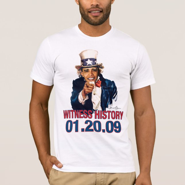 Uncle Sam - Barack Obama Zeuge-Geschichte 01.20.09 T-Shirt (Vorderseite)