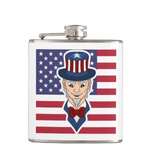 Uncle Sam Cartoon Flachmann