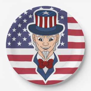 Uncle Sam Cartoon Pappteller