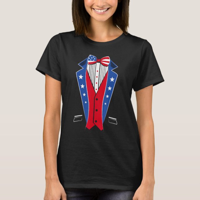 Uncle Sam Costume Hat American USA Flag Fourth 4th T-Shirt (Vorderseite)