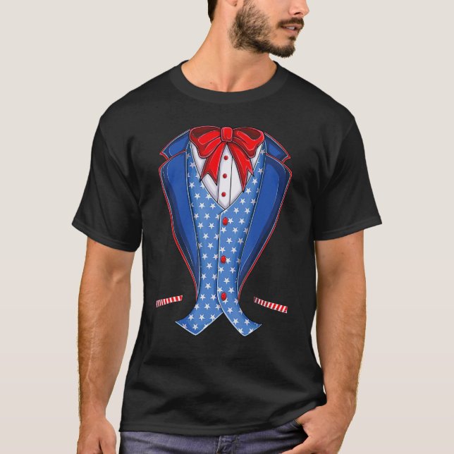 Uncle Sam Costume Hat USA Flag 4. Juli T-Shirt (Vorderseite)