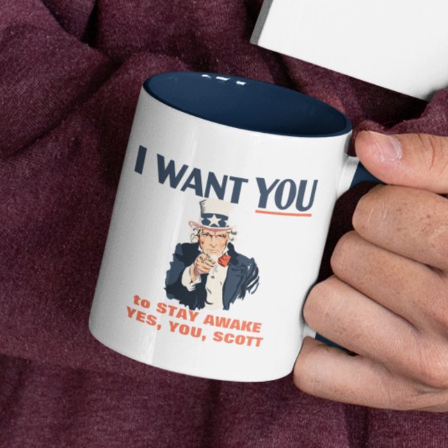 Uncle Sam Custom Message Funny Patriotic Zweifarbige Tasse (Von Creator hochgeladen)