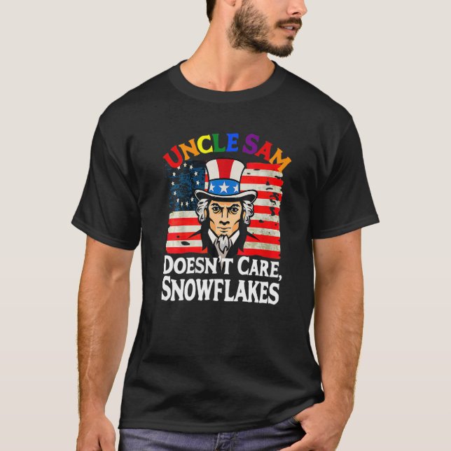 UNCLE SAM DOESN'T CARE SNOWFLAKES Funny American P T-Shirt (Vorderseite)