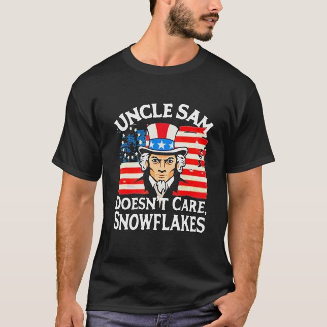 UNCLE SAM DOESN'T CARE SNOWFLAKES Funny American T-Shirt (Vorderseite)