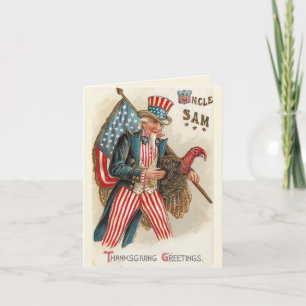 Uncle Sam Erntedank Greetings Vintag Karte