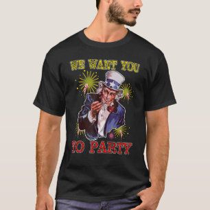 Uncle Sam Firework 4. Juli Men American USA F T-Shirt
