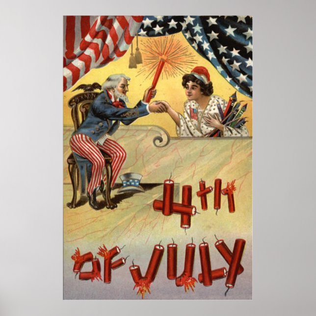 Uncle Sam Fireworks Firecracker US-Flagge Poster (Vorne)