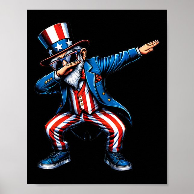 Uncle Sam Funny 4. Juli Patriotic Boys Girls m Poster (Vorne)