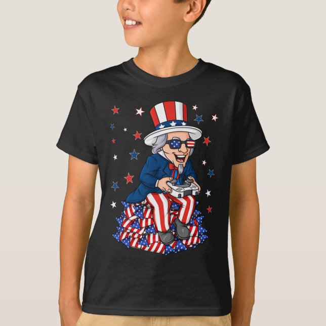 Uncle Sam Game Controller 4. Juli Jungs Kinder die T-Shirt (Vorderseite)