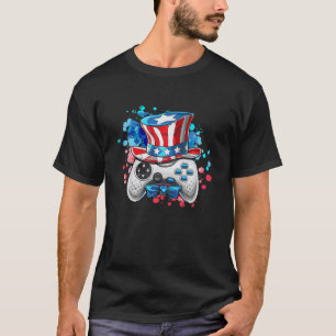 Uncle Sam Game Controller 4th July Jungs Kinder di T-Shirt