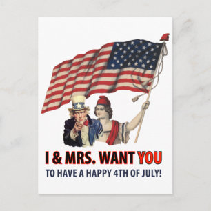 Uncle Sam Greetings für den vierten Postkarte