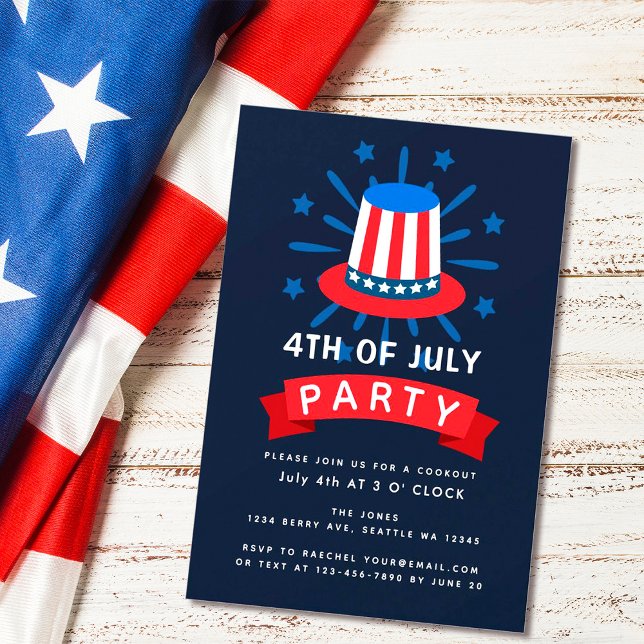 Uncle Sam Hat 4. Juli Cookout Einladung (Von Creator hochgeladen)