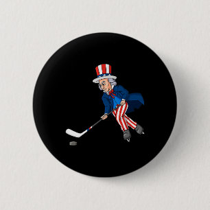 Uncle Sam Hockey 4. Juli Patriotic Boys Kids T Button