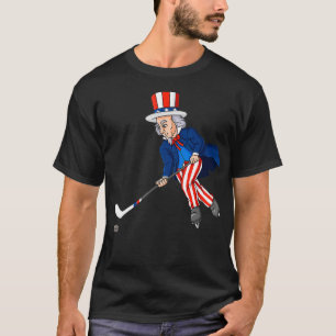 Uncle Sam Hockey 4. Juli Patriotic Boys Kids T T-Shirt