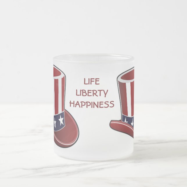 Uncle Sam Hut-"Leben-Freiheits-Glück-" Tasse (Mittel)