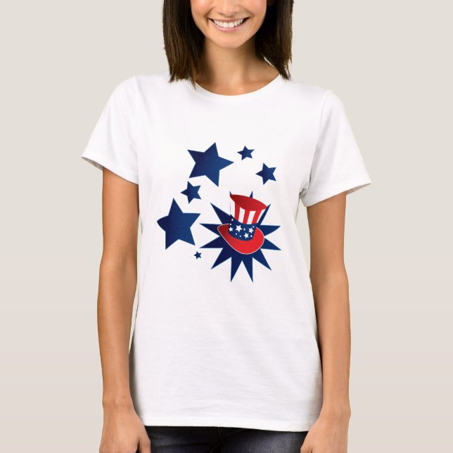 Uncle Sam Hut und Sterne T-Shirt (Vorderseite)