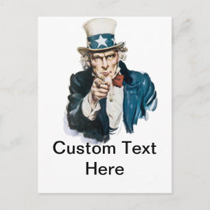 Uncle Sam I Want You Customize With Your Text Postkarte