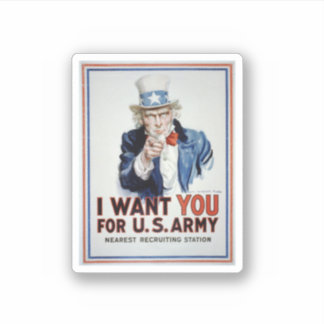 Uncle Sam I Want You For Us Army Vintage Poster Aufkleber