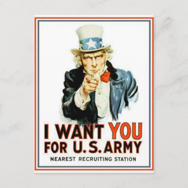 Uncle Sam I Woll You Army Postkarte (Vorderseite)