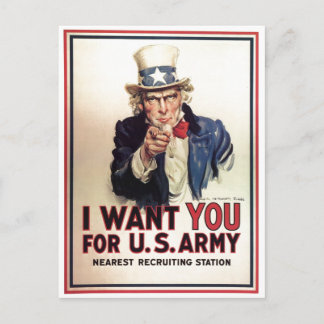Uncle Sam I Woll You For US Army Postkarte
