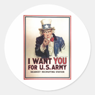 Uncle Sam I Woll You For US Army Runder Aufkleber