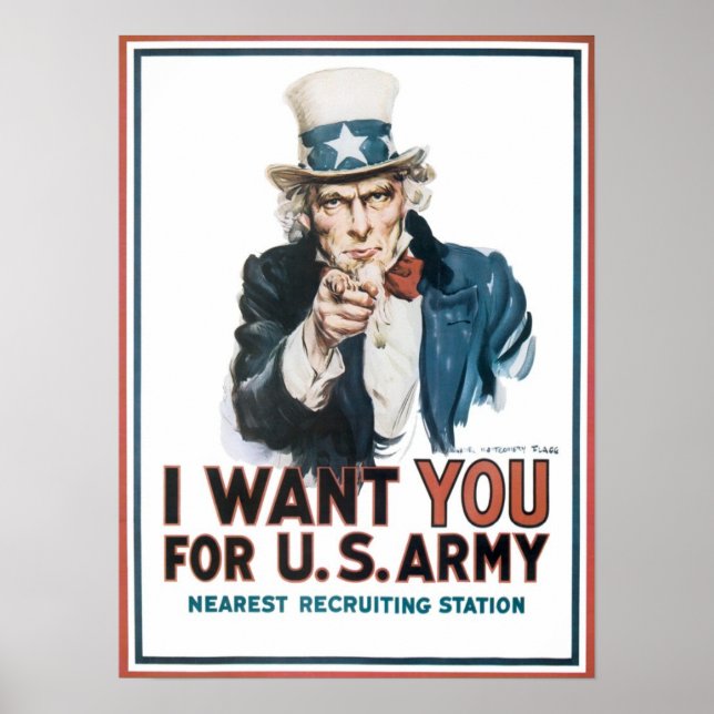 Uncle Sam I Woll You Vintag Print Poster (Vorne)