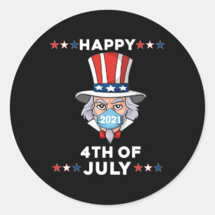 Uncle Sam in a Mask 4. Juli 2021 Fun Boys Kids Runder Aufkleber