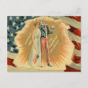 Uncle Sam Lady Liberty US Flag Postkarte