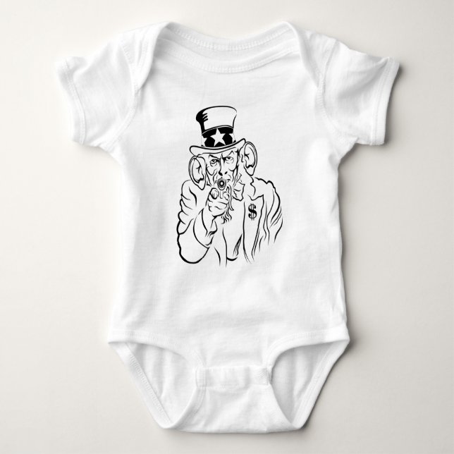 Uncle Sam lauscht Baby Strampler (Vorderseite)