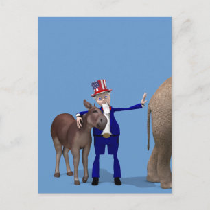 Uncle Sam Lieben Donkeys Postkarte