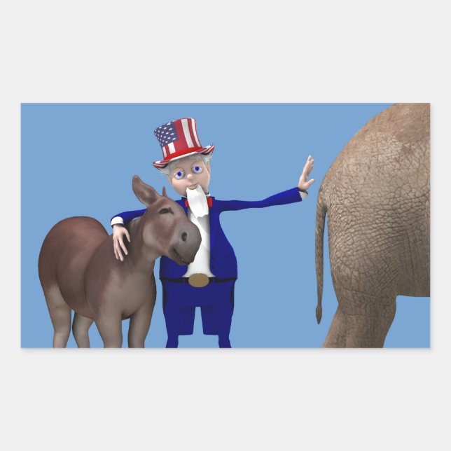 Uncle Sam Lieben Donkeys Rechteckiger Aufkleber (Vorderseite)