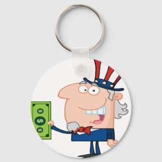 Uncle Sam mit der Anleihe eines Dollar-Scheines Schlüsselanhänger